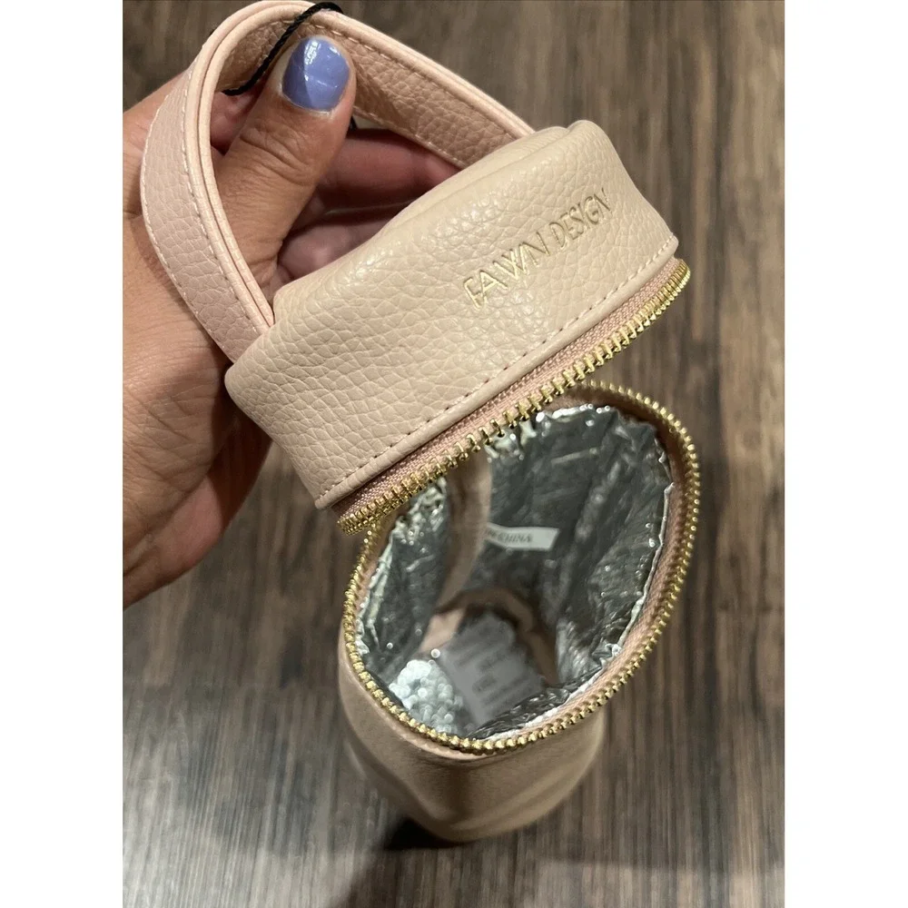Fawn Design Vegan Leather Bottle Bag Keeps Bottles Warm Or Cold Blush